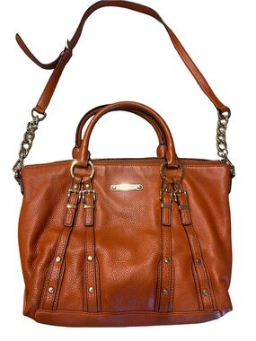 Michael Kors Bedford Legacy Leather Satchel Handbag in Cognac Brown